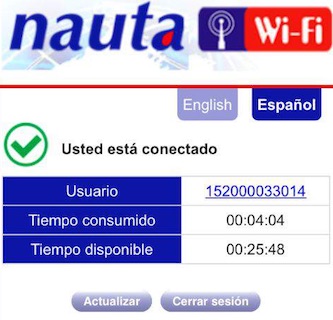 Screen output of wifi Cuban connection