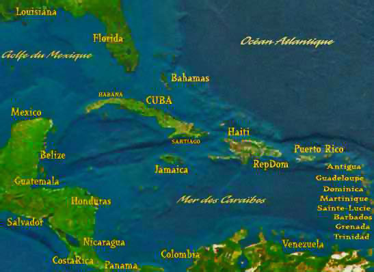 Map of caribbean Region