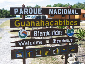 Welcome sign at La Bajada and its park management office