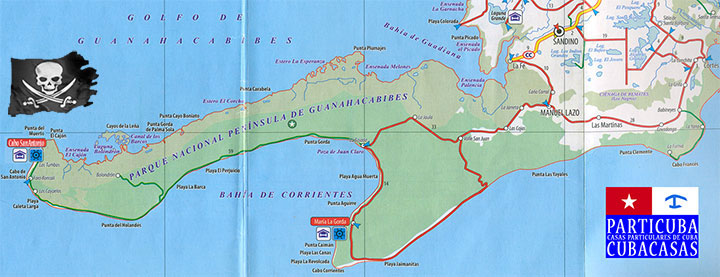 Map of Park — Click to enlarge •]• Seaside vegetation in Punta Holandès © sogestour