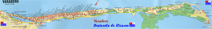 Large detailed map of the Hicacos Peninsula — Click to enlarge, Marge