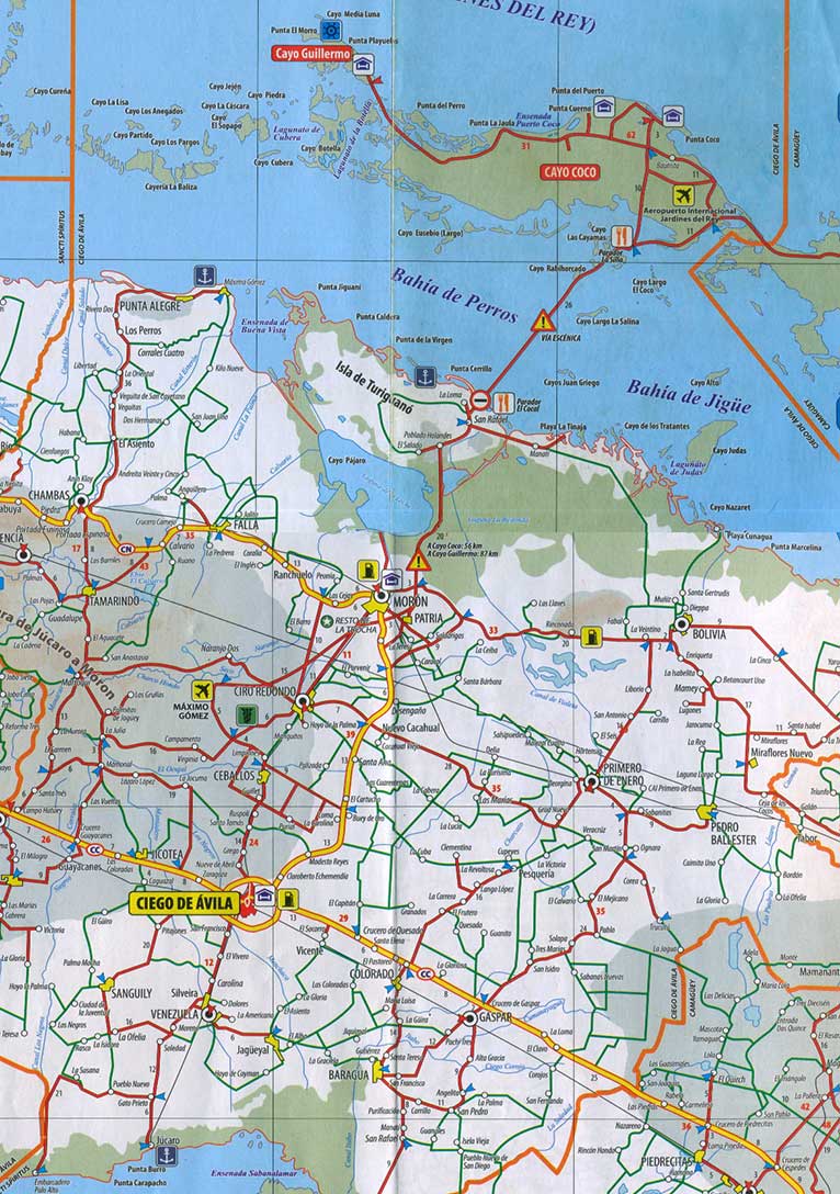 Mapa - Jucaro — Ciego de Avila — Moron — Cayo Guillermo 